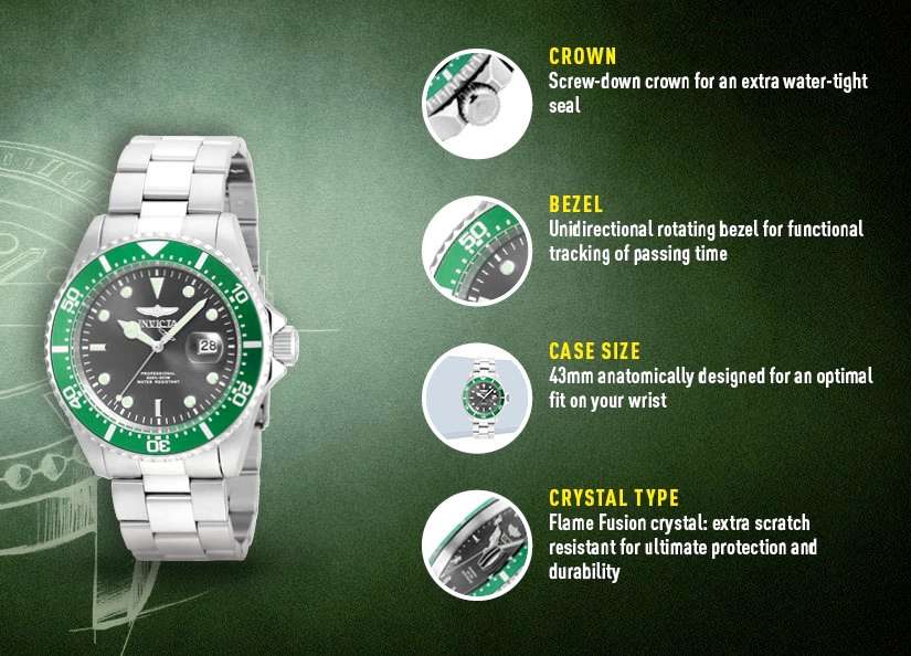 ***Authorized, New* INVICTA Men's 43mm SUBMARINER SPRITE 200M QUALITY BUILD Watch BRAND NEW