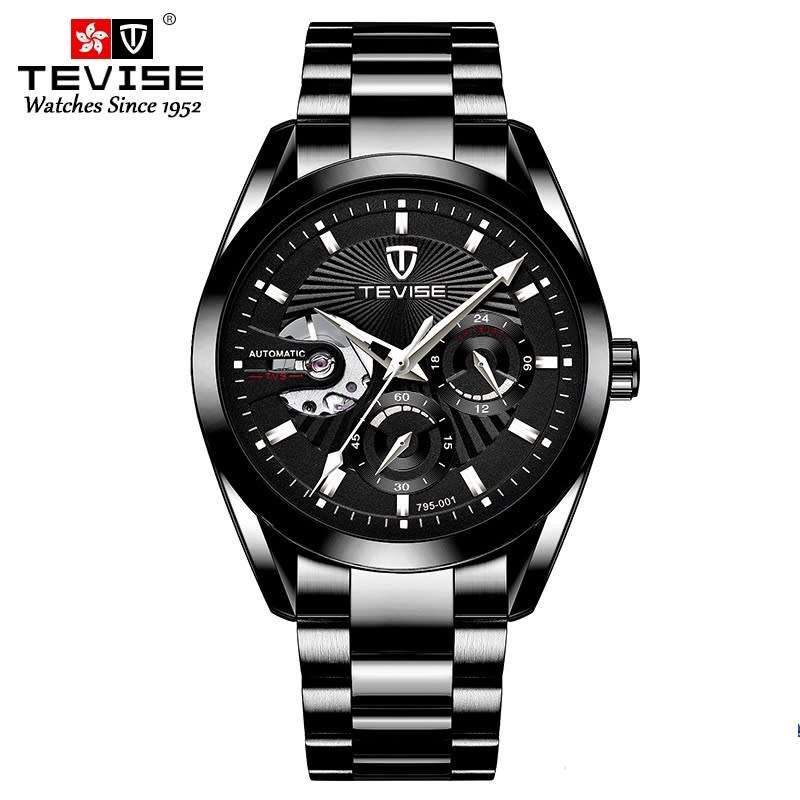 Retail: R2,399.00 TEVISE® Men`s Classic Automatic Partial Skeleton Black Watch