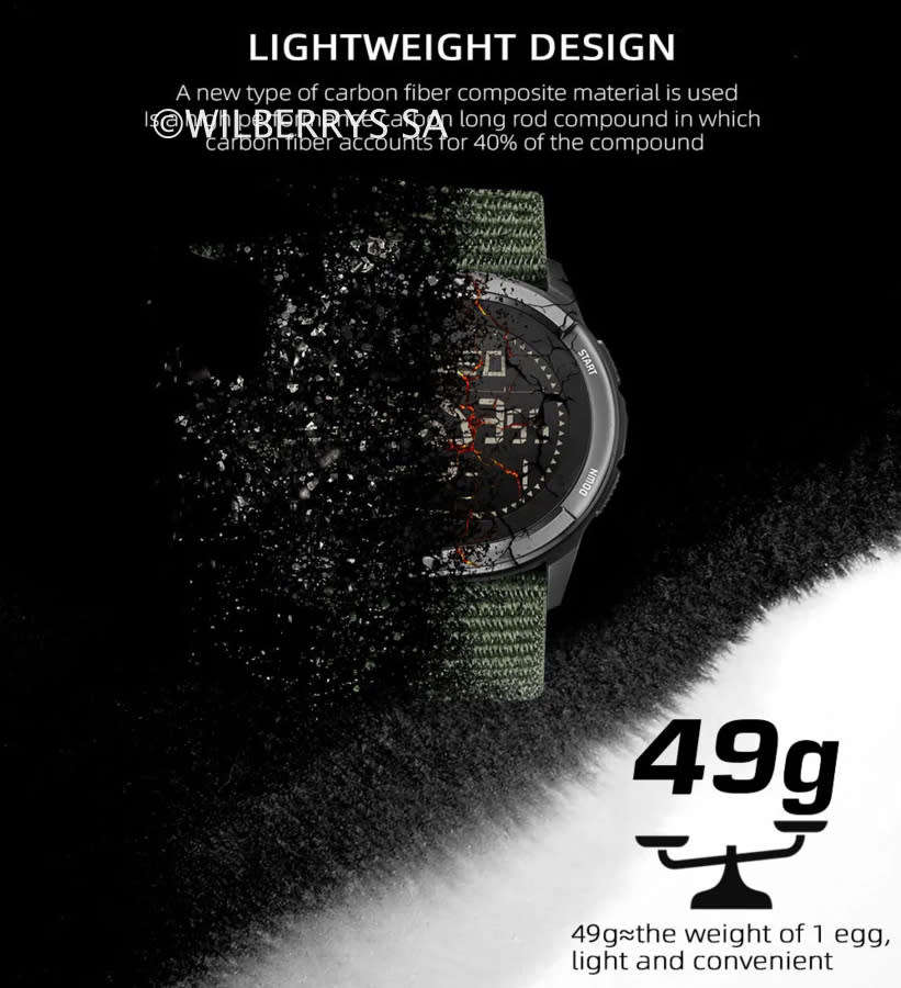 Tactical watch compass, carbon fiber North Edge mountain Alps watch black nylon