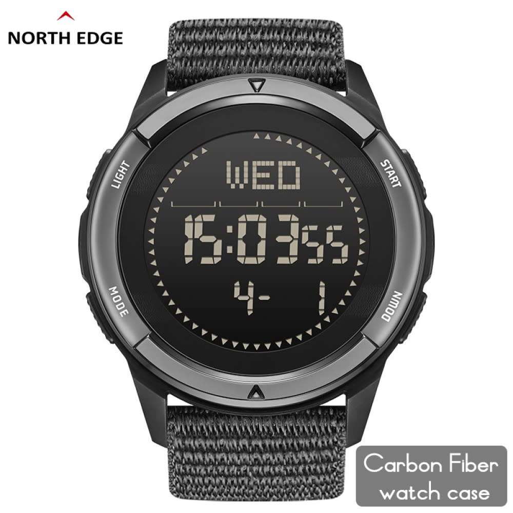 Tactical watch compass, carbon fiber North Edge mountain Alps watch black nylon