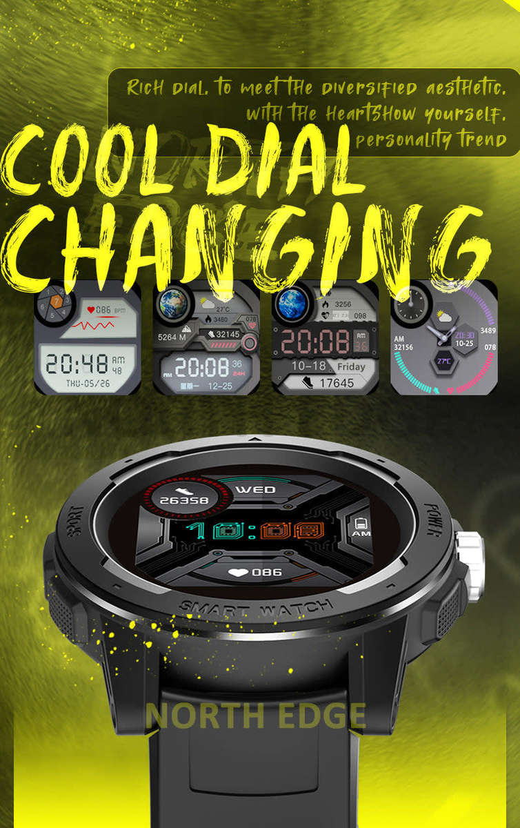 R2,500.00 NORTH EDGE SMART WATCH +charger, Bluetooth Calling, BP, Sports OBSIDIAN BLUE