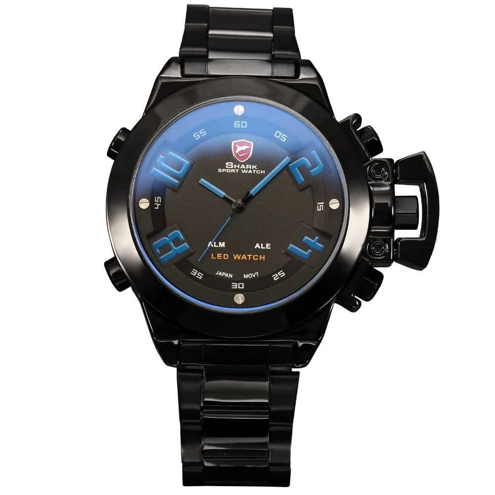 SHARK The Great White shark Dual Analog/Digital ALARM BACKLIGHT 46MM Watch BRAND NEW