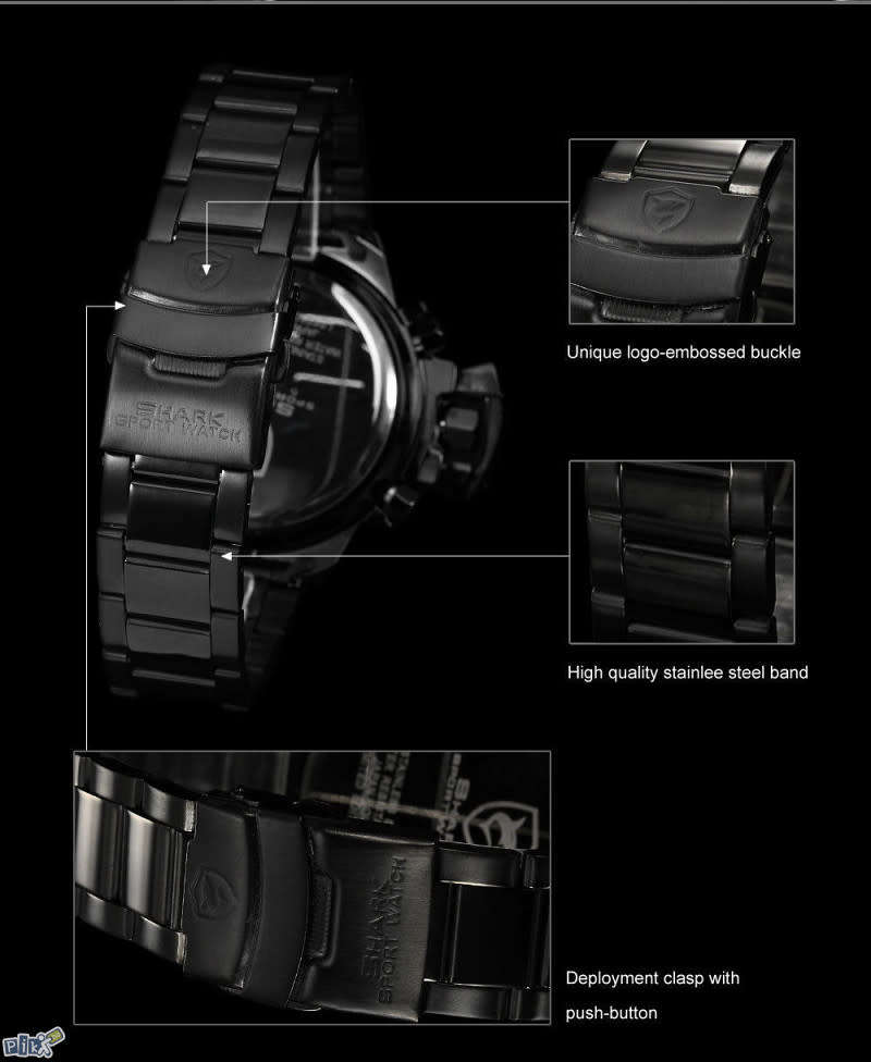 SHARK The Great White shark Dual Analog/Digital ALARM BACKLIGHT 46MM Watch BRAND NEW