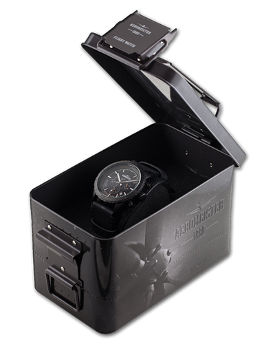 Retail: R8,900.00 Aeromeister 1880 Amsterdam Men`s MAYDAY Chronograph Watch + FLIGHT TIN