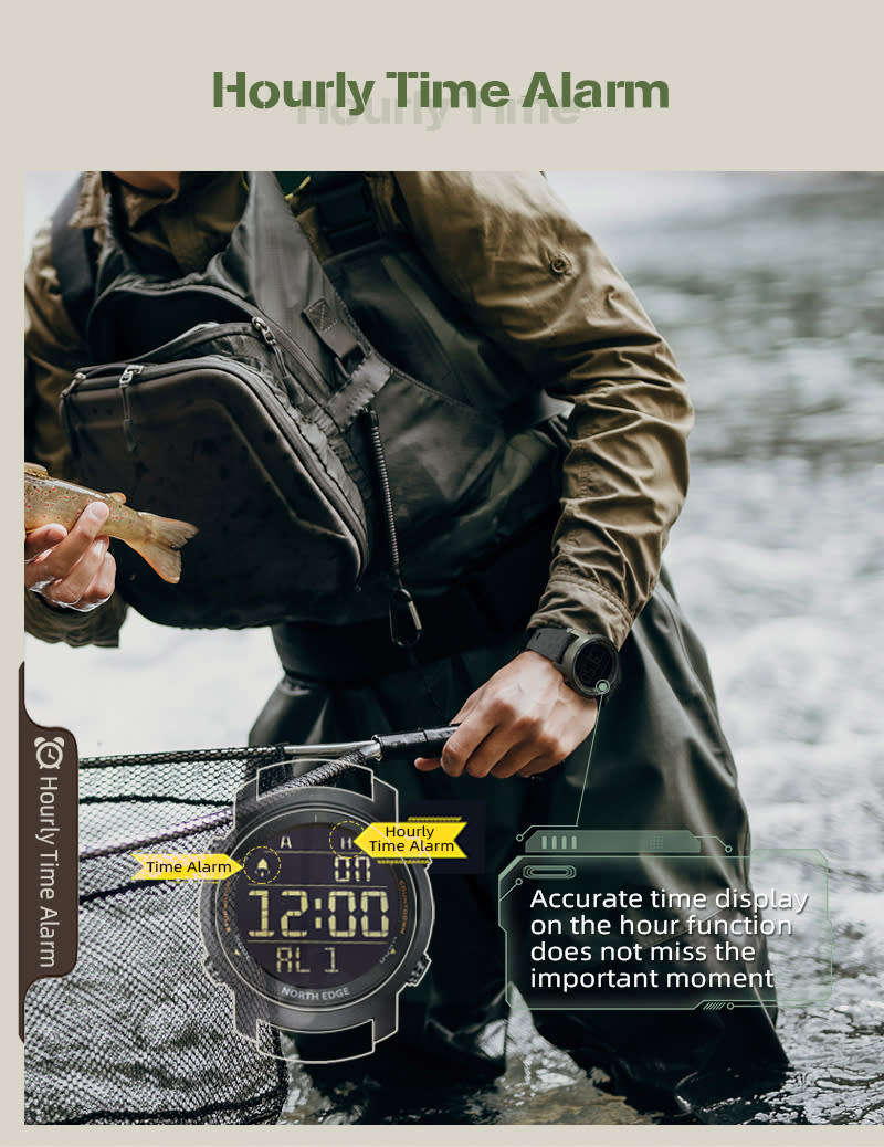 tactical watch!! NORTH EDGE mens Laker II Tactical Dual Time Watch brand new