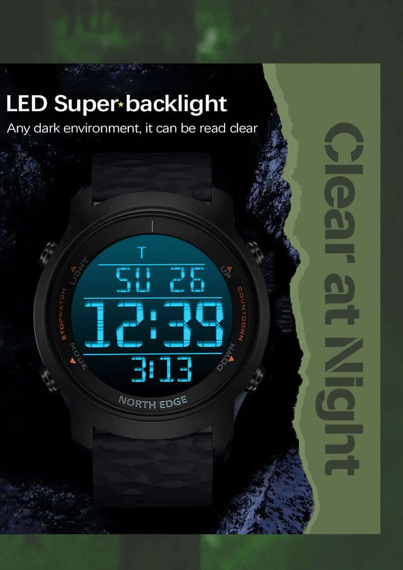 tactical watch!! NORTH EDGE mens Laker II Tactical Dual Time Watch brand new