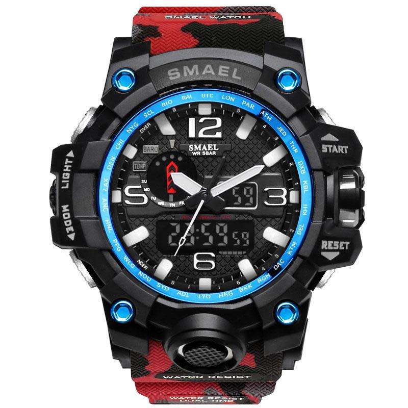 SMAEL Men`s Shock Proof MUDMASTER RED CAMO Watch 5ATM WATER RESISTANT **BRAND NEW**