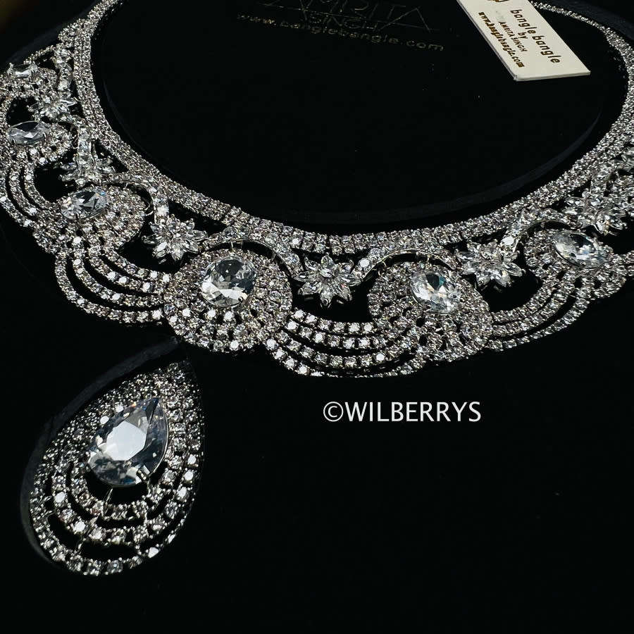 AMRITA NEW YORK Beatrix Cubic Zirconia Royal Evening Dress Necklace