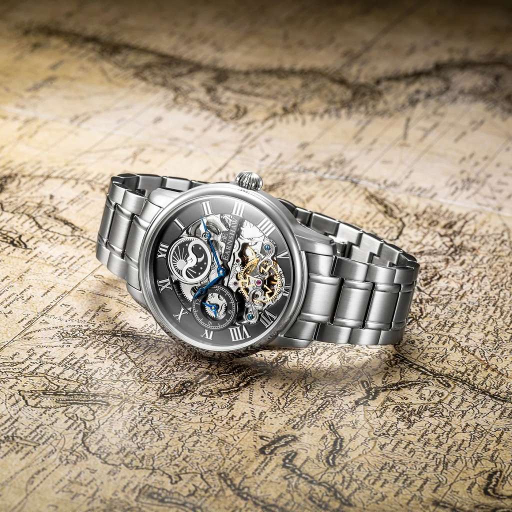 Thomas Earnshaw Men`s LONGITUDE DUAL TIME AUTOMATIC STEELED BLACK Watch