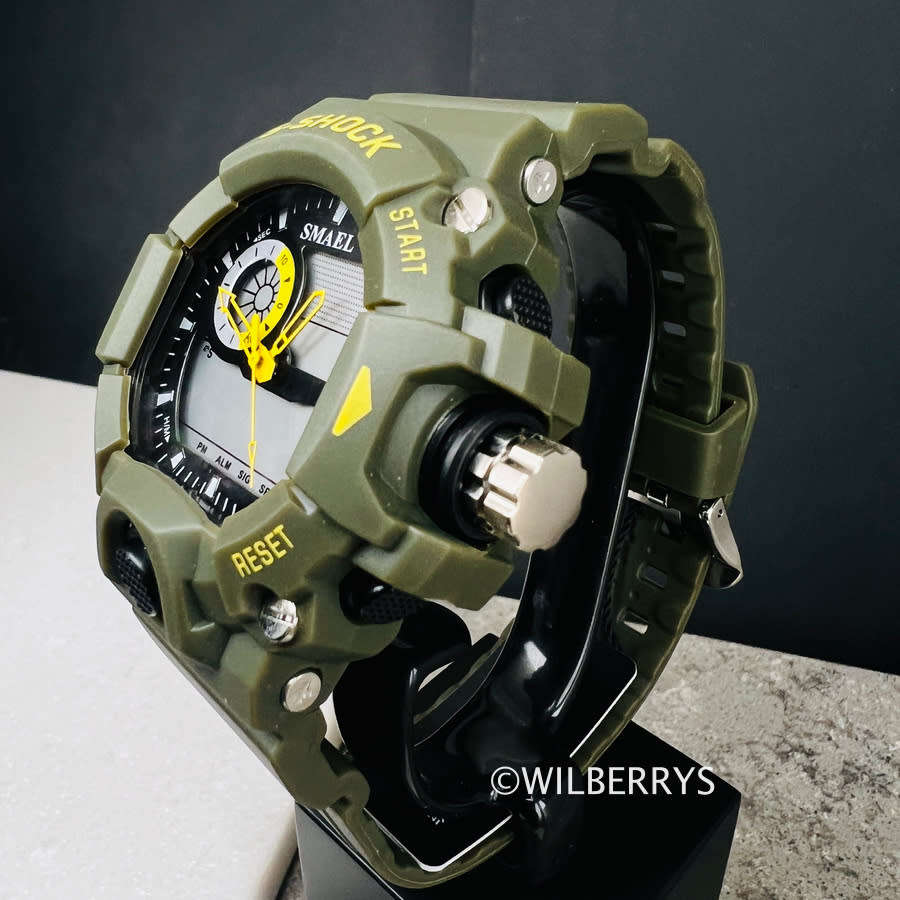 SMAEL Men`s SHOCK PROOF Mens GASSER S-SHOCK Army Green Watch WATER RESISTANT **BRAND NEW**