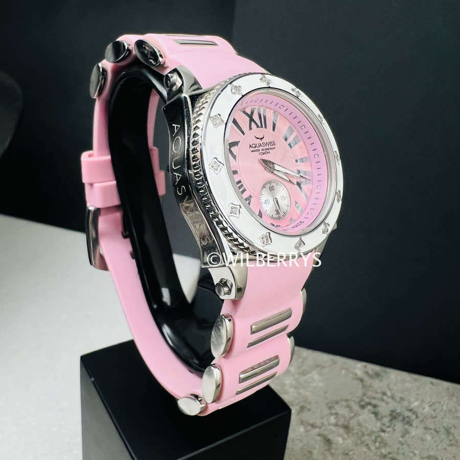 Aquaswiss Women`s Swissport 22 Diamond Watch with Paris Pink Silicone Strap