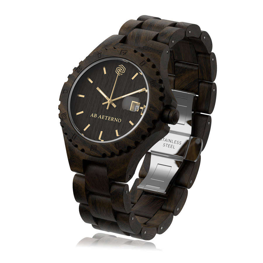 AB AETERNO ITALY Mens Premium Luxury Swiss movement Volcano Black Sandalwood watch