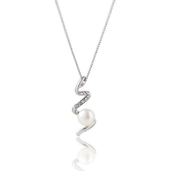 LONDON JEWELLERS Devotion Freshwater Pearl Bow Pendant with Swarovski Elements® + Chain