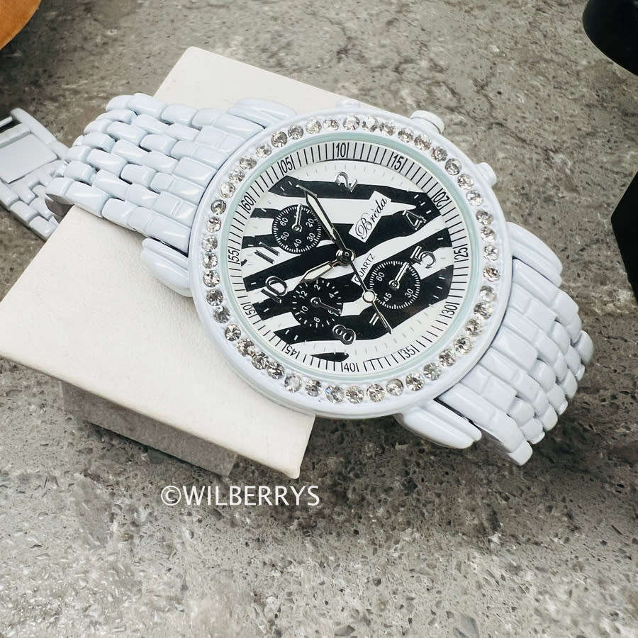 BREDA Women`s Jungle Fever Crystal Watch with White Strap