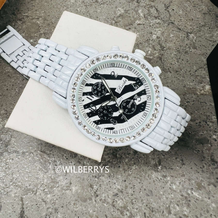 BREDA Women`s Jungle Fever Crystal Watch with White Strap