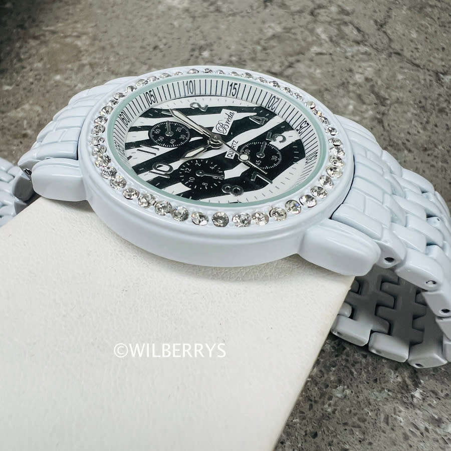 BREDA Women`s Jungle Fever Crystal Watch with White Strap