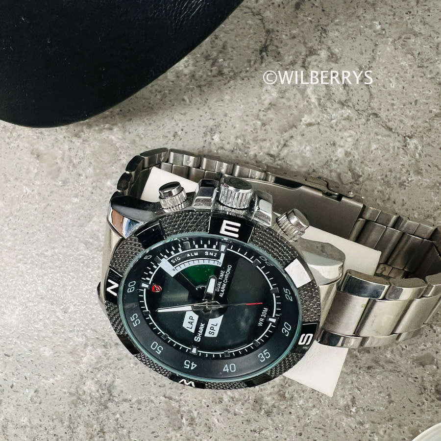 SHARK Mens Porbeagle Dual Time Ana Digital Steel Bracelet Watch