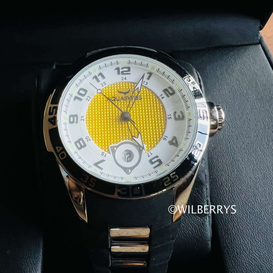 Aquaswiss Men`s Trax Silicone Strap Date Watch Ice Cream Yellow