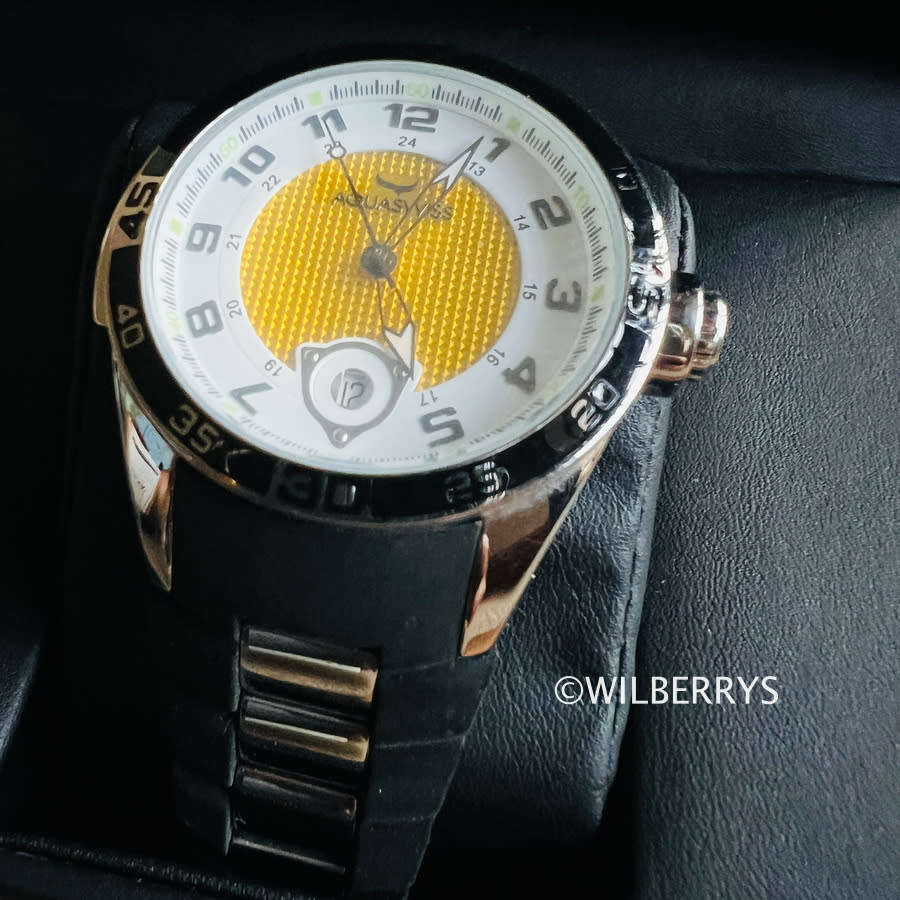 Aquaswiss Men`s Trax Silicone Strap Date Watch Ice Cream Yellow