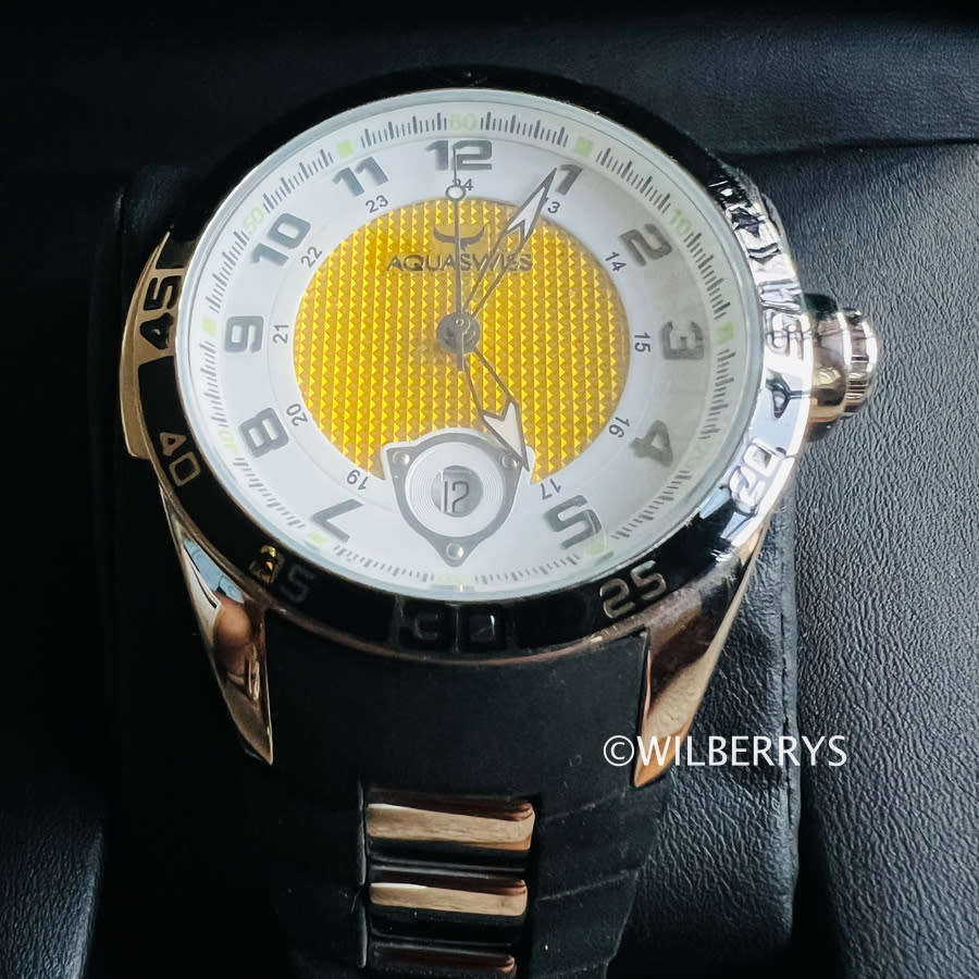 Aquaswiss Men`s Trax Silicone Strap Date Watch Ice Cream Yellow