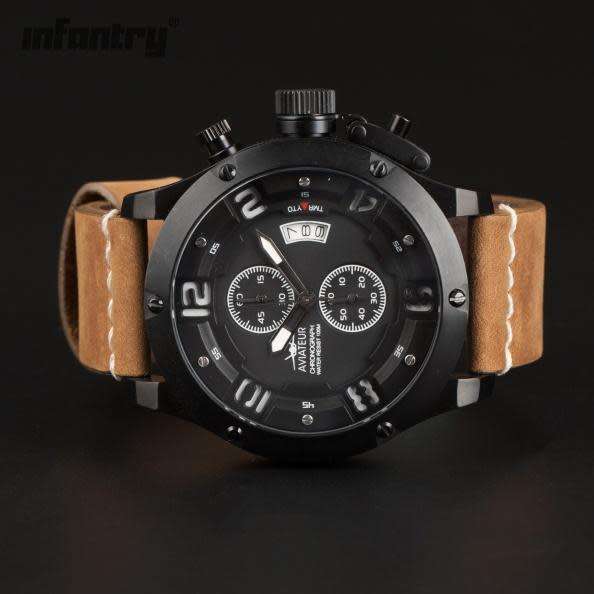 Limited Edition Infantry Military Men Aviateur Chronograph 48mm Watch