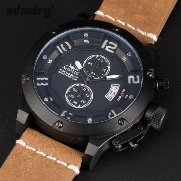 Limited Edition Infantry Military Men Aviateur Chronograph 48mm Watch