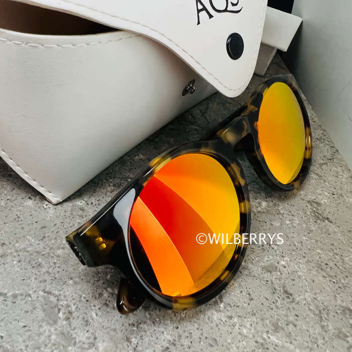 AQUASWISS Mens Benni Acetate Round Mirror Lens Sunglasses 100%