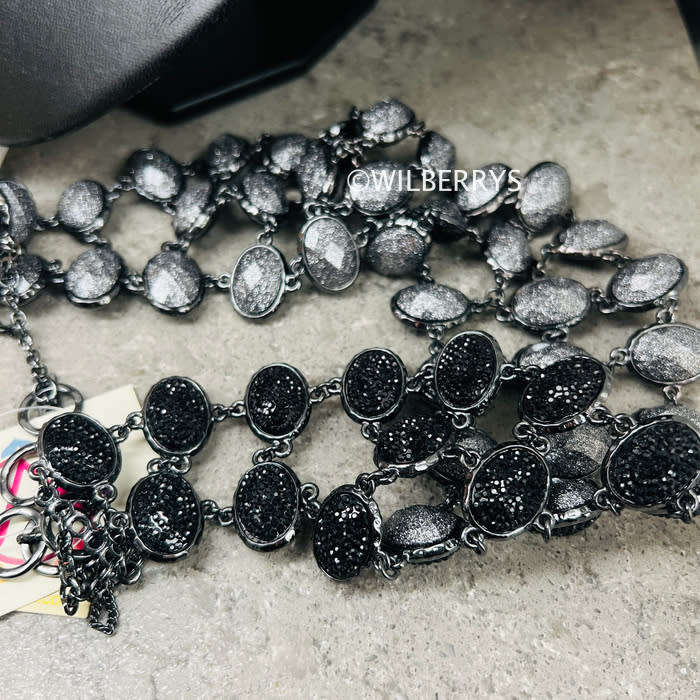 AMRITA NEW YORK Women`s Hamptons Reversible 2 in 1 Evening Necklace Black | Gunmetal Moon