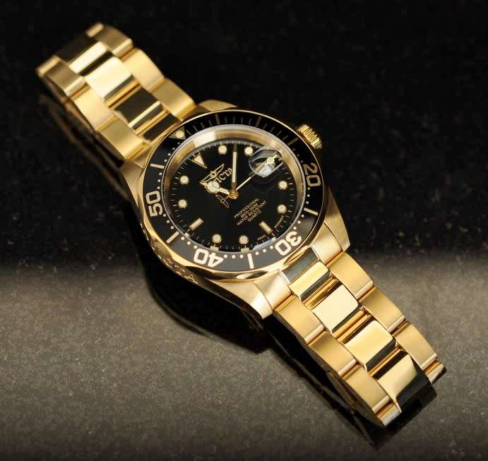 INVICTA Mens Diver Sea Urchin 40mm SUISSE Gold Tone 200m Oyster Bracelet Watch