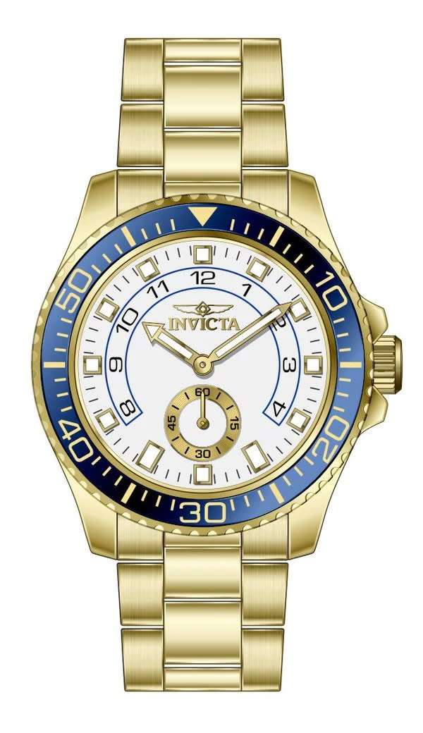 INVICTA Mens Nautical Yachtsman White Dial Gold Tone Oyster Bracelet Watch