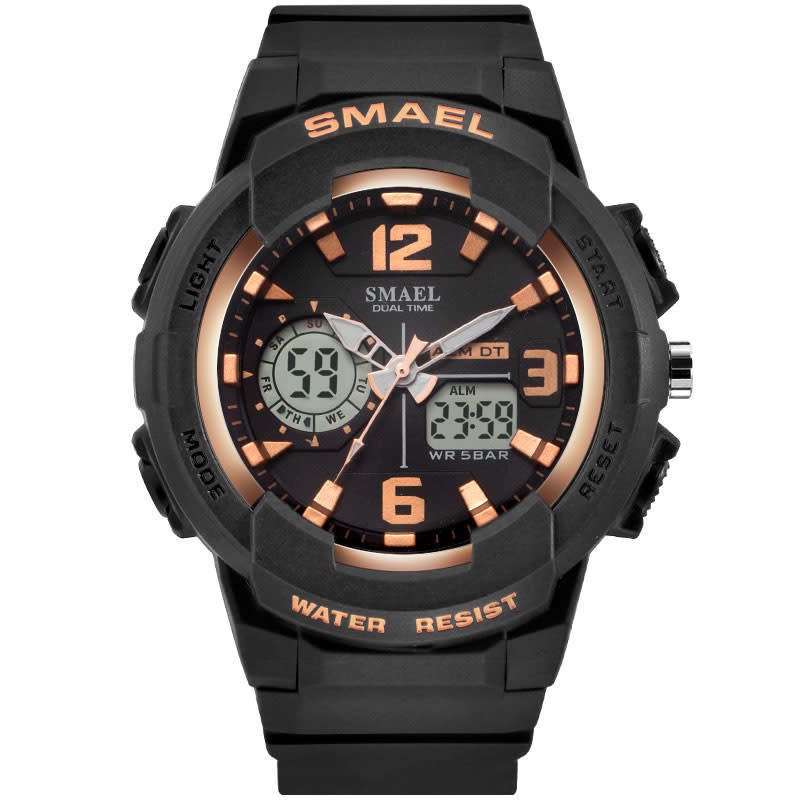 SMAEL Men`s SHOCK PROOF Mens COCKPIT Black Watch WATER RESISTANT **BRAND NEW**
