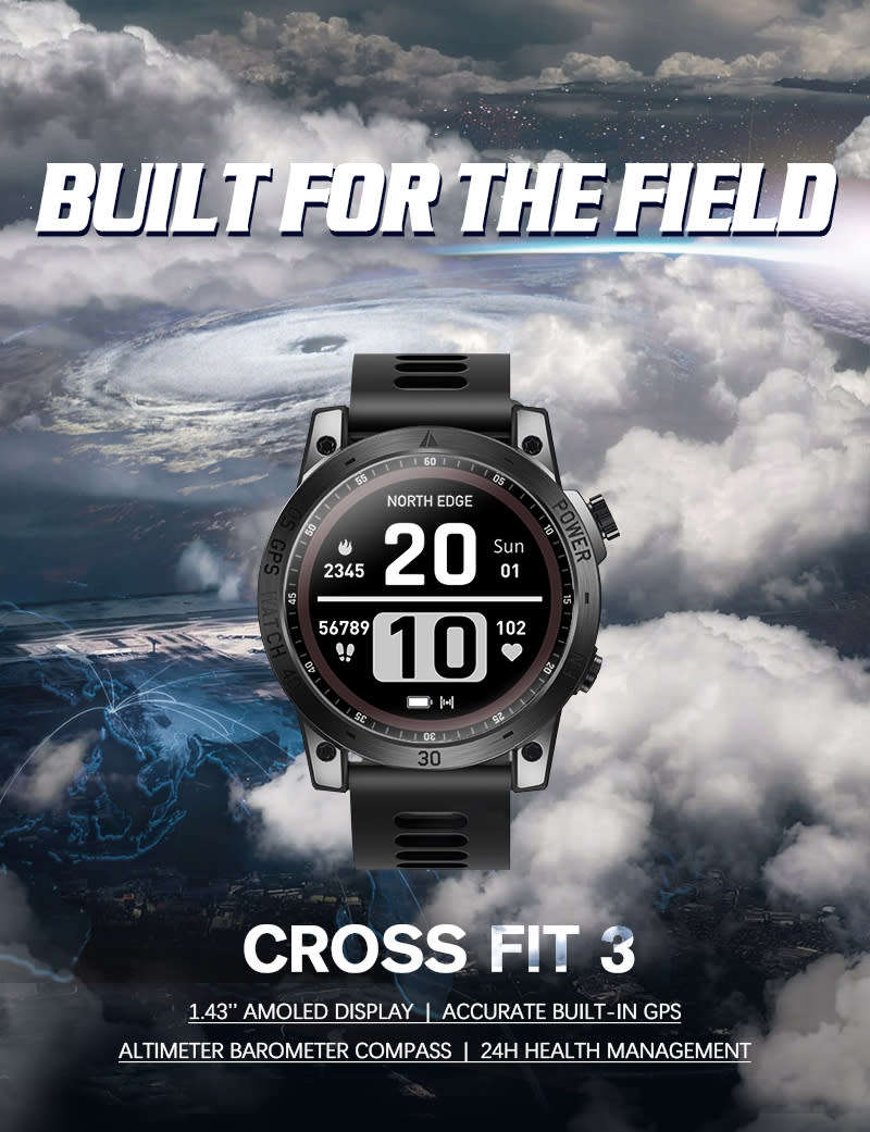 NORTH EDGE Tactical Cross Fit 3 GPS Smart Watch