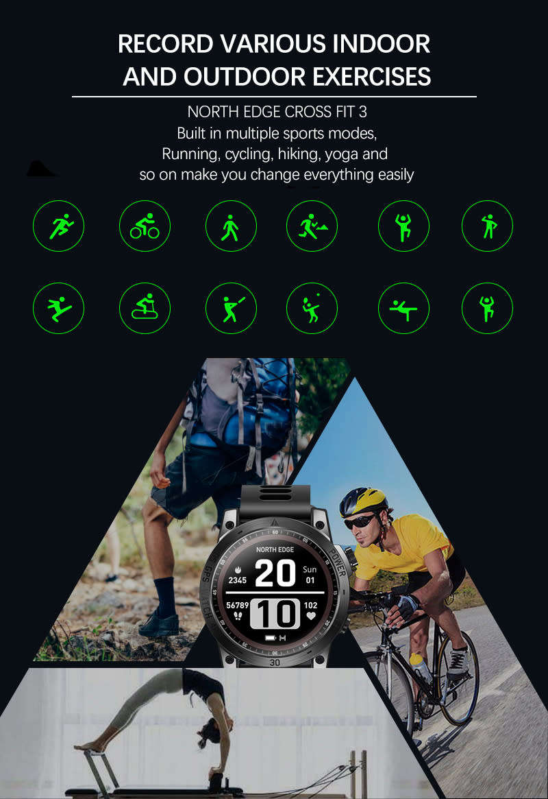 NORTH EDGE Tactical Cross Fit 3 GPS Smart Watch