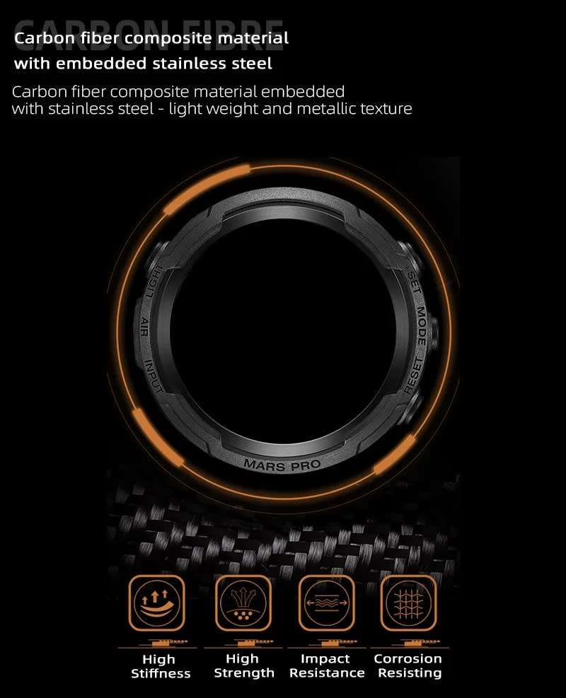 North Edge Mens Mars Pro carbon fibre Tactical Watch compass, barometer, altitude and more brand new