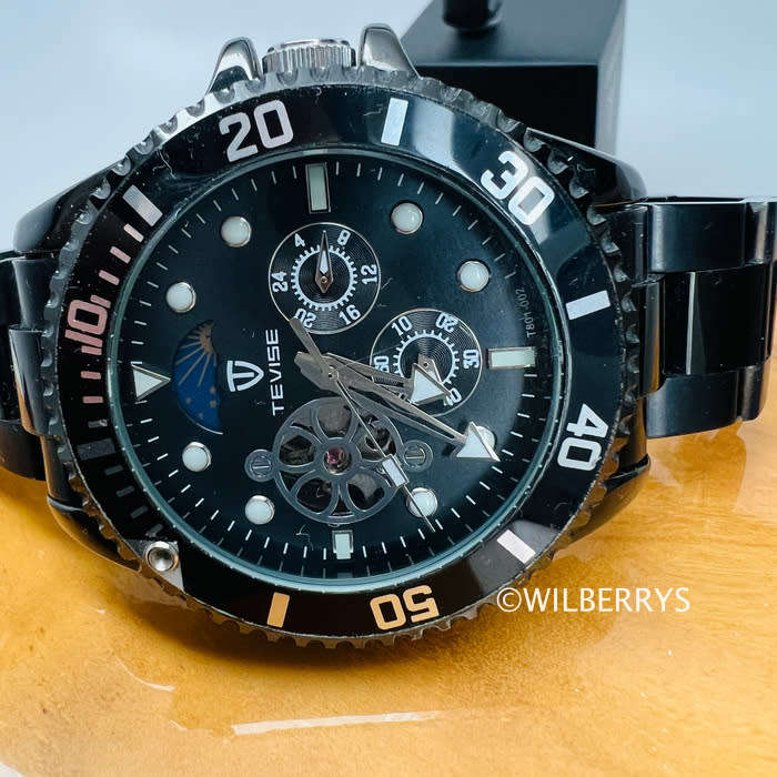 TEVISE ® Men`s Perpetual FLYWHEEL Automatic Flower Moon Watch