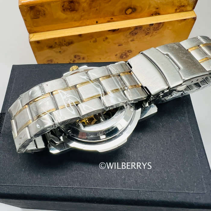 KRONEN & SOHNE ® Men`s EMPEROR MECH AUTOMATIC TWO TONE SKELETON WATCH