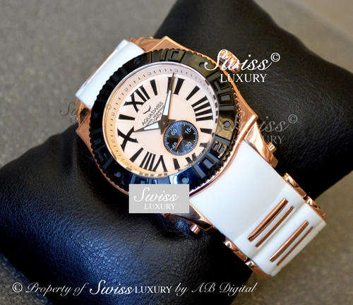 LAST 1** AQUASWISS Ladies Snow White 18K ROSE GOLD pl. Swiss Watch w. box, papers, 2yr warranty