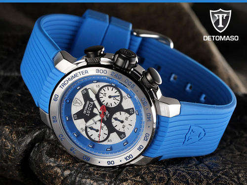 DETOMASO LUCCA LIMITED BLUE ITALIAN MOTO GP MEN'S WATCH W. BOX, PAPERS, FULLY LOADED!!