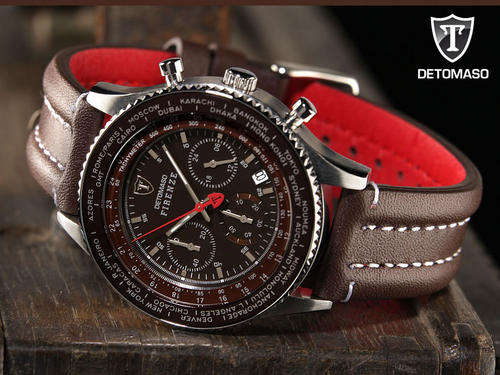 DETOMASO FIRENZE WORLD TIME CHRONOGRAPH HEIDFELD RACING MENS WATCH