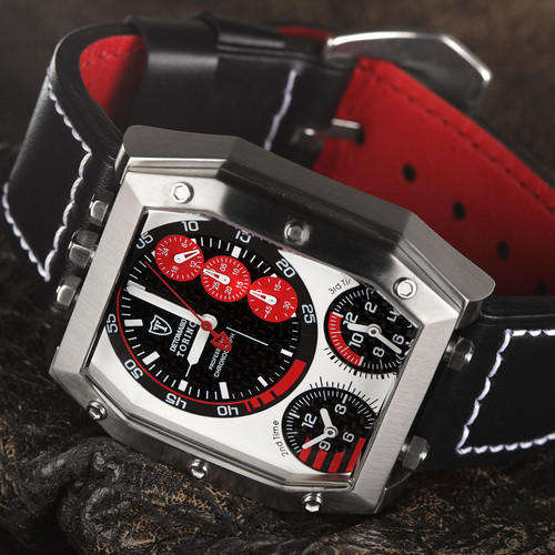 DETOMASO Gran Torino 3 Timezone Multifuction Heidfeld Racing Carbon Dial Men's Watch boxed w/ papers