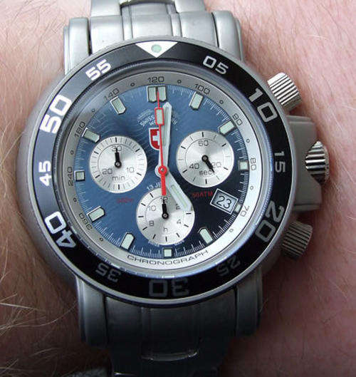 *R7,500.00* CX SWISS MILITARY Men's NAVY DIVER Combat 500M Chronograph Watch