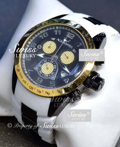 ONLY 1** AQUASWISS Men's Trax SNOW EDITION Black IP Chronograph Swiss Watch w/ BOX, PAPERS