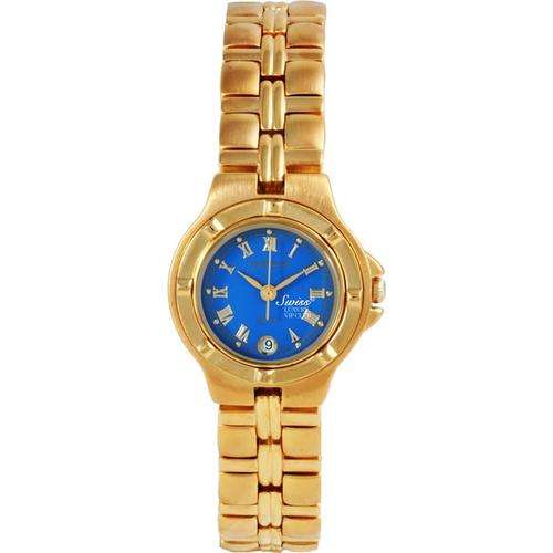 KRUG BAUMEN LADIES BARON BLUE DIAL 4961KL WATCH w. box, papers, 5yr warranty