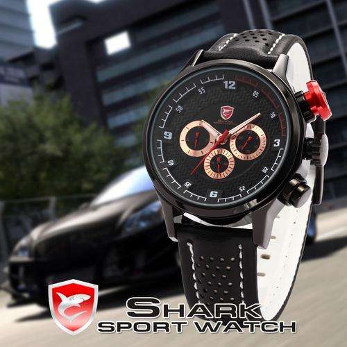 SHARK SPEED GT BLACK/GOLD TRIM CHRONOGRAPH WATCH W/ BOX, PAPERS, LOADED!!