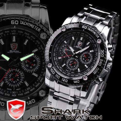 SHARK MILITARY SAW SHARK TACTICAL CHRONOGRAPH WATCH W/ BOX, PAPERS, LOADED!!