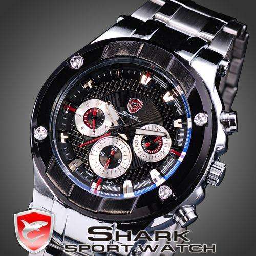 *3 HOUR AUCTION* SHARK SPORTS CHRONOGRAPH CARBON INFUSED SHARK WATCH W/ BOX, PAPERS, LOADED!!