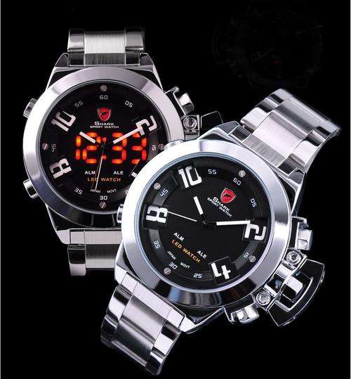 *1 day only* SHARK LED 45MM SPEED 3 HAND STEEL WATCH W/ BOX, PAPERS, LOADED!!