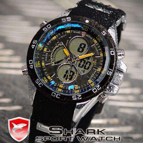 SHARK DUAL LED CHRONOGRAPH PACIFIC REGATTA WATCH W/ BOX, PAPERS, LOADED!!