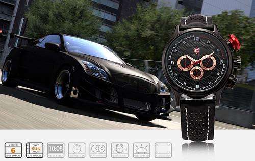 *1 DAY ONLY* SHARK SPEED GRAN TURISMO INSPIRED BLACK GOLD CHRONOGRAPH WATCH W/ BOX, PAPERS, LOADED!!