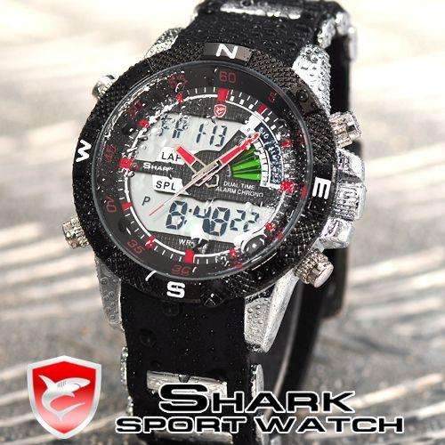 SHARK DUAL LED CHRONOGRAPH PORBEAGLE YACTH WATCH W/ BOX, PAPERS, LOADED!!